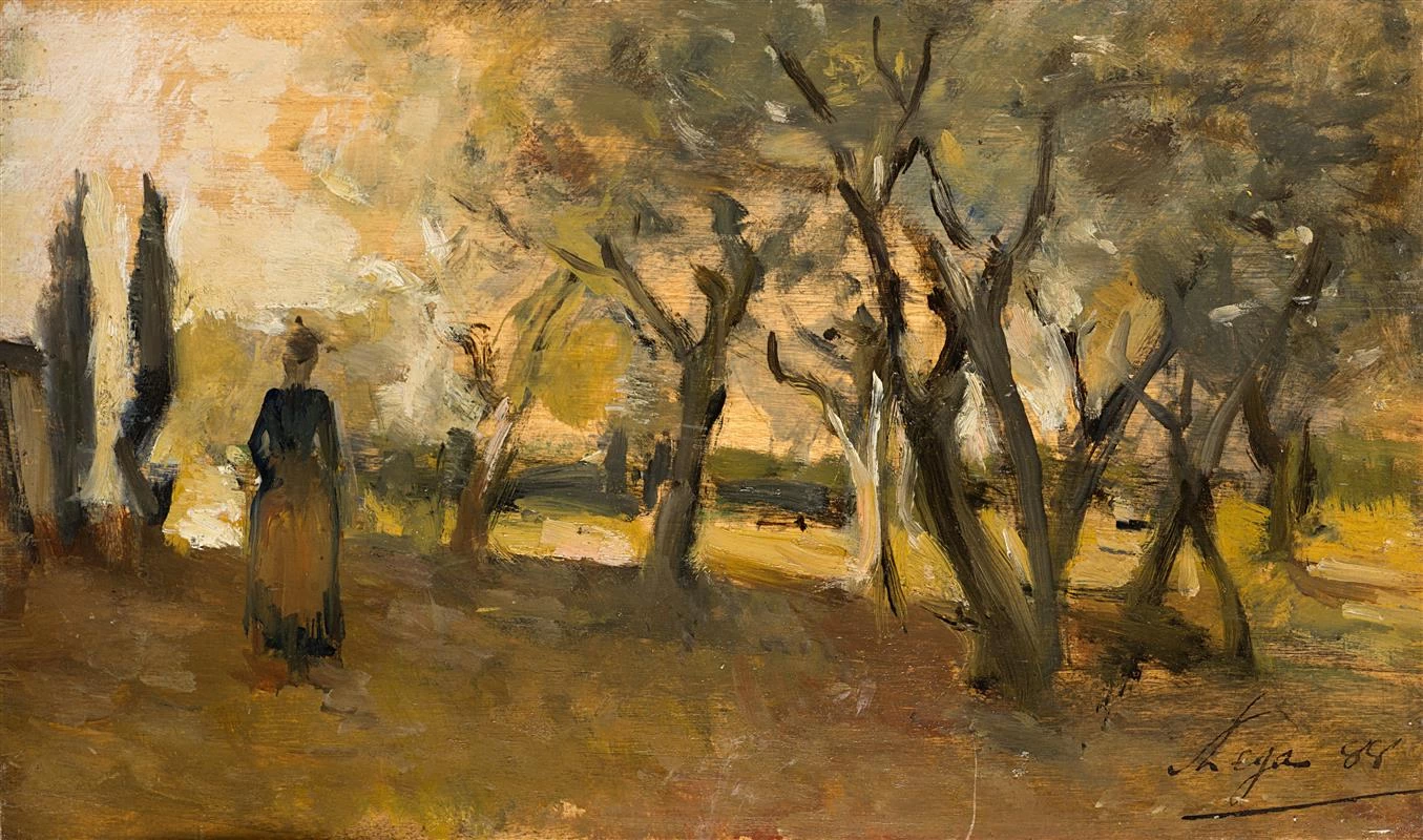 245-Silvestro Lega-Donna tra gli ulivi , 1888